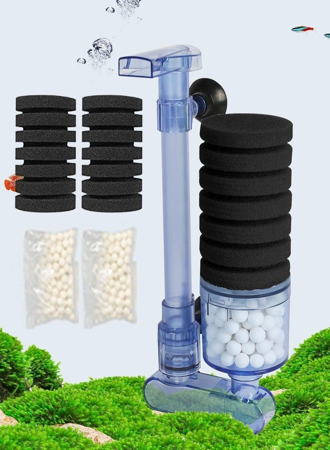 UPETTOOLS 10-40 Gla Aquarium Sponge Filter Ultra Quiet Aquarium Air Pump Small Sponge Fish Tank Filter Comes with 2 Sponges 2of Bio Ceramic Media Balls - Image 1